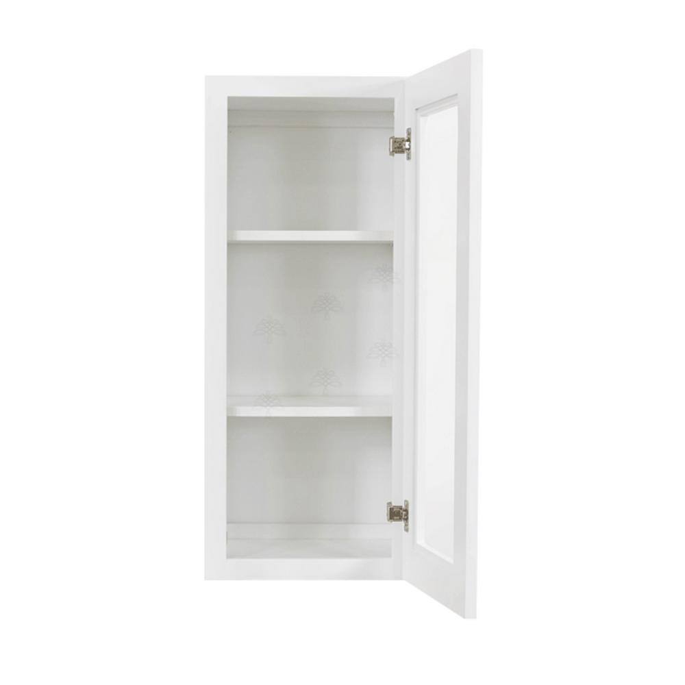LIFEART CABINETRY Lancaster White Plywood Shaker Stock Assembled Wall Glass Door Kitchen Cabinet 18 in. W x 36 in. H x 12 in. D