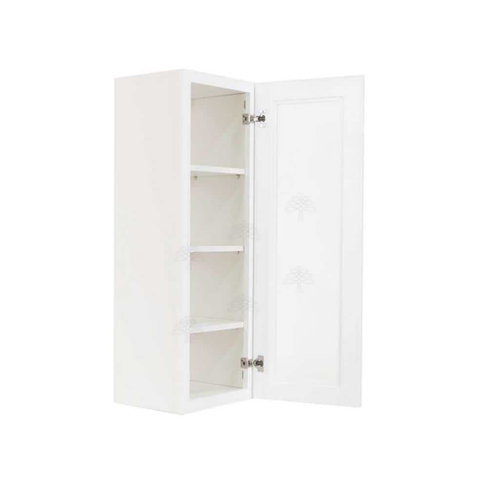 LIFEART CABINETRY Lancaster White Plywood Shaker Stock Assembled Wall Glass Door Kitchen Cabinet 18 in. W x 42 in. H x 12 in. D