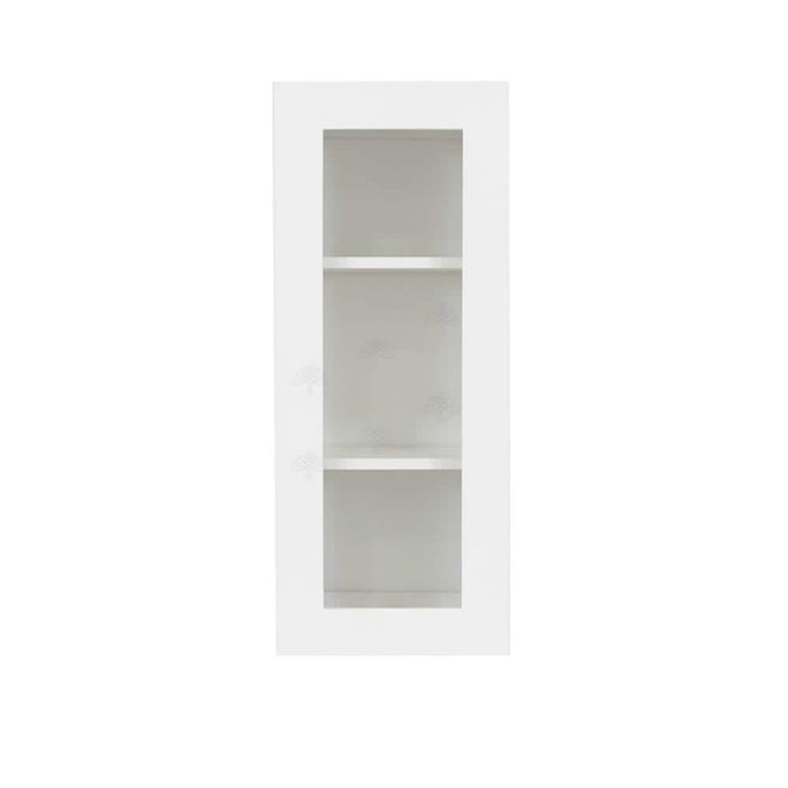 LIFEART CABINETRY Lancaster White Plywood Shaker Stock Assembled Wall Glass Door Kitchen Cabinet 21 in. W x 36 in. H x 12 in. D