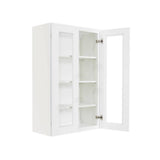 LIFEART CABINETRY Lancaster White Plywood Shaker Stock Assembled Wall Glass Door Kitchen Cabinet 27 in. W x 42 in. H x 12 in. D