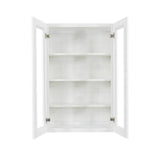 LIFEART CABINETRY Lancaster White Plywood Shaker Stock Assembled Wall Glass Door Kitchen Cabinet 27 in. W x 42 in. H x 12 in. D