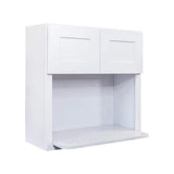 LIFEART CABINETRY Lancaster White Plywood Shaker Stock Assembled Wall Microwave Kitchen Cabinet 30 in. W x 36 in. H x 12 in. D