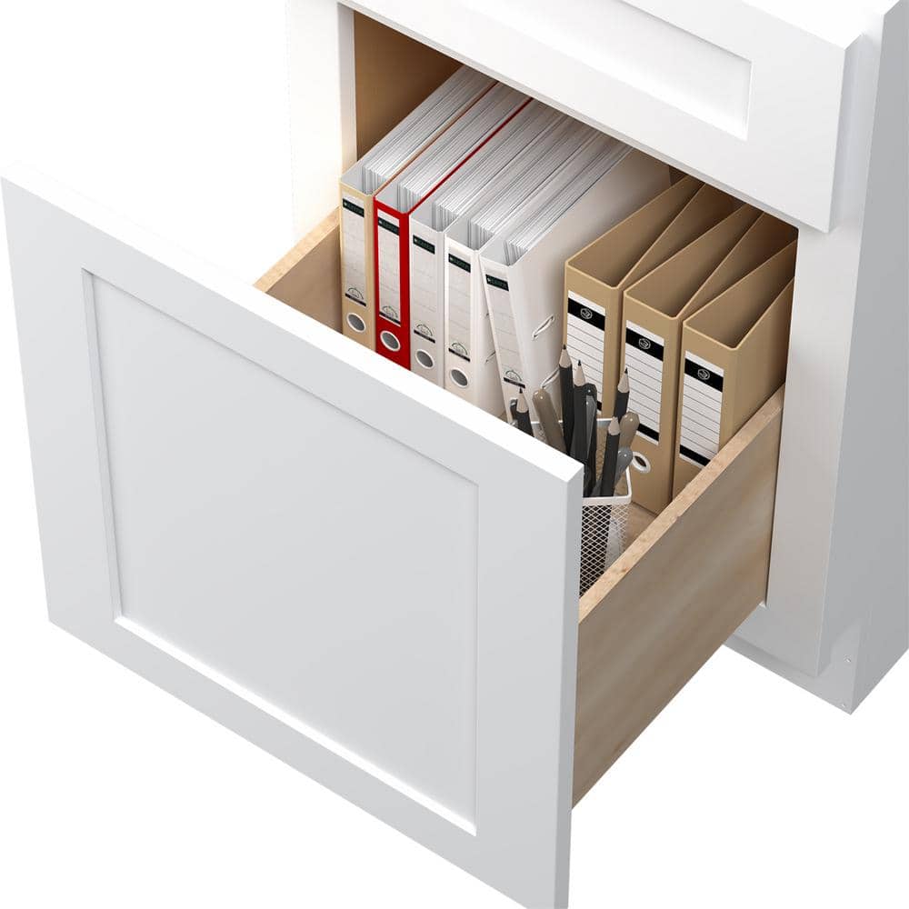 18 in. W x 21 in. D x 29.5 in. H in Shaker White Plywood Painted Ready to Assemble 2-Drawer File Base Cabinet
