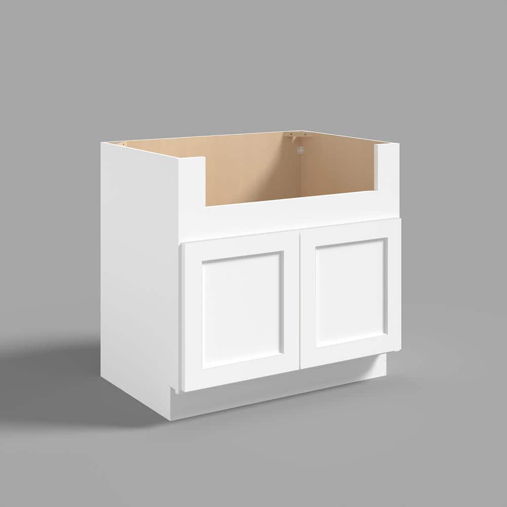 36 in. W x 24 in. D x 34.5 in. H in Shaker White Plywood Ready to Assemble Farm Sink Base Cabinet with 2 Doors