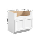 36 in. W x 24 in. D x 34.5 in. H in Shaker White Plywood Ready to Assemble Farm Sink Base Cabinet with 2 Doors