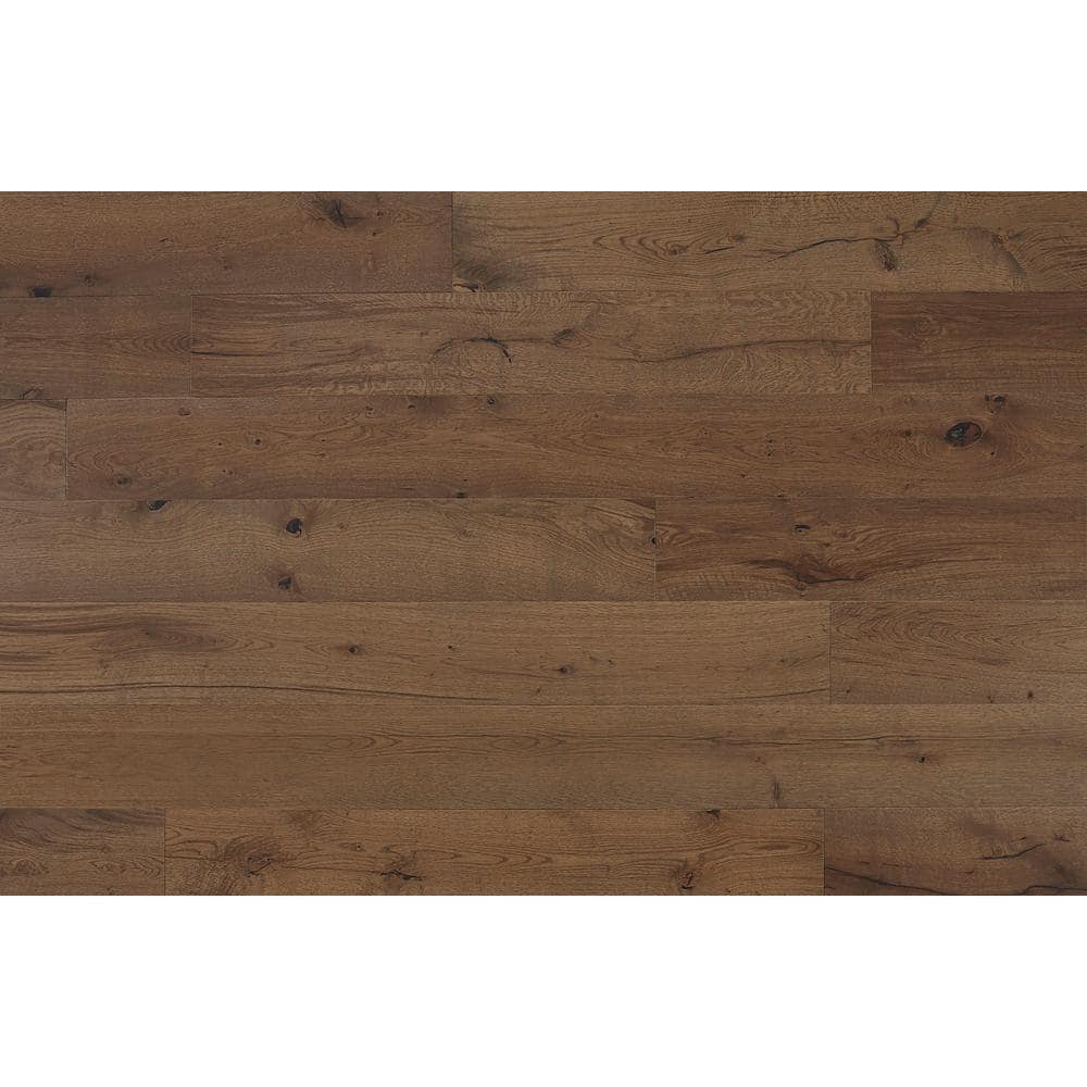 ASPEN FLOORING Sharkfin White Oak 9/16 in. T x 8.66 in. W Tongue and Groove Wire Brushed Engineered Hardwood Flooring (23.31 sqft/case)