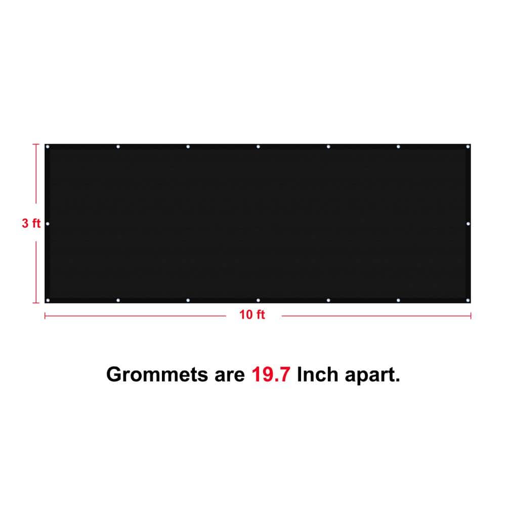 Shatex 3 x 10 ft. Privacy Fence Screen Heavy-Duty 90% Blockage Shade Cover Fencing Net for Wall Garden Gazebo Backyard Black