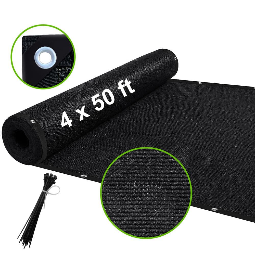Shatex 4 x 50 ft. Privacy Fence Screen Heavy-Duty 90% Blockage Shade Cover Fencing Net for Wall Garden Gazebo Backyard Black