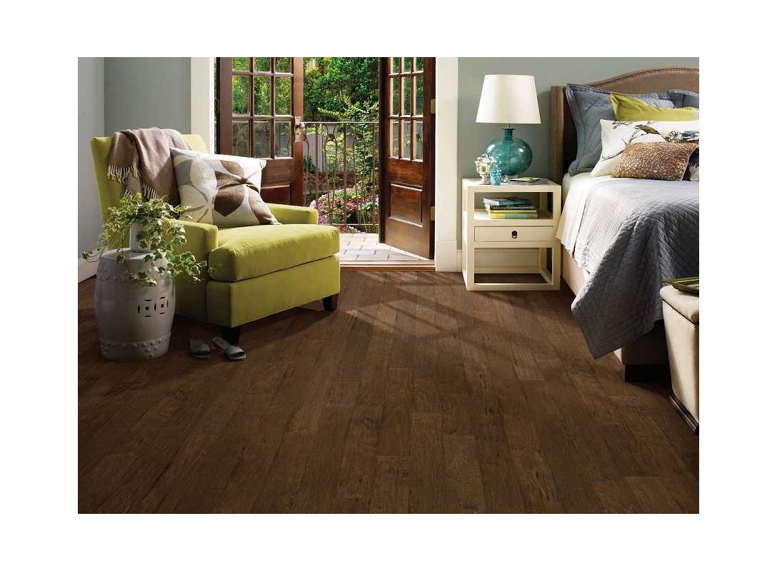 Shaw Pebble Hill 5" Handscraped Engineered Hickory Hardwood Flooring, 3/8" Thick, 5" Wide Planks – 3‑Ply – 23.66 sq ft/Carton