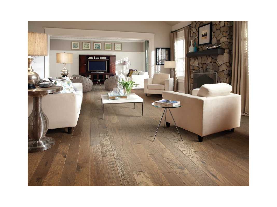 Shaw Pebble Hill 5" Handscraped Engineered Hickory Hardwood Flooring, 3/8" Thick, 5" Wide Planks – 3‑Ply – 23.66 sq ft/Carton