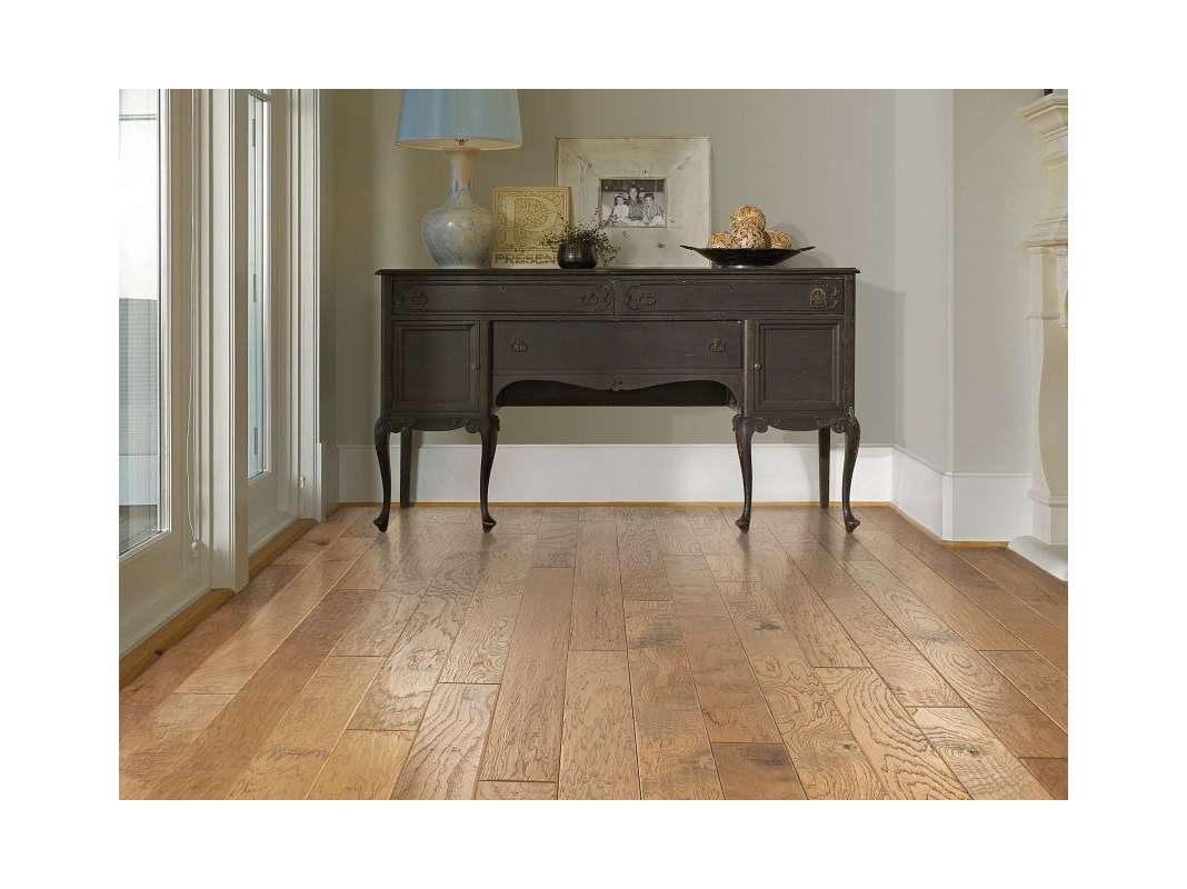 Shaw Pebble Hill 5" Handscraped Engineered Hickory Hardwood Flooring, 3/8" Thick, 5" Wide Planks – 3‑Ply – 23.66 sq ft/Carton