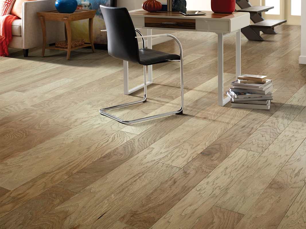 Shaw Northington Brushed 5 in. Wire Brushed Engineered Hickory Hardwood Flooring, ScufResist Platinum, 1/2 in. Thick — Sold by Carton (15.8 sq. ft.)