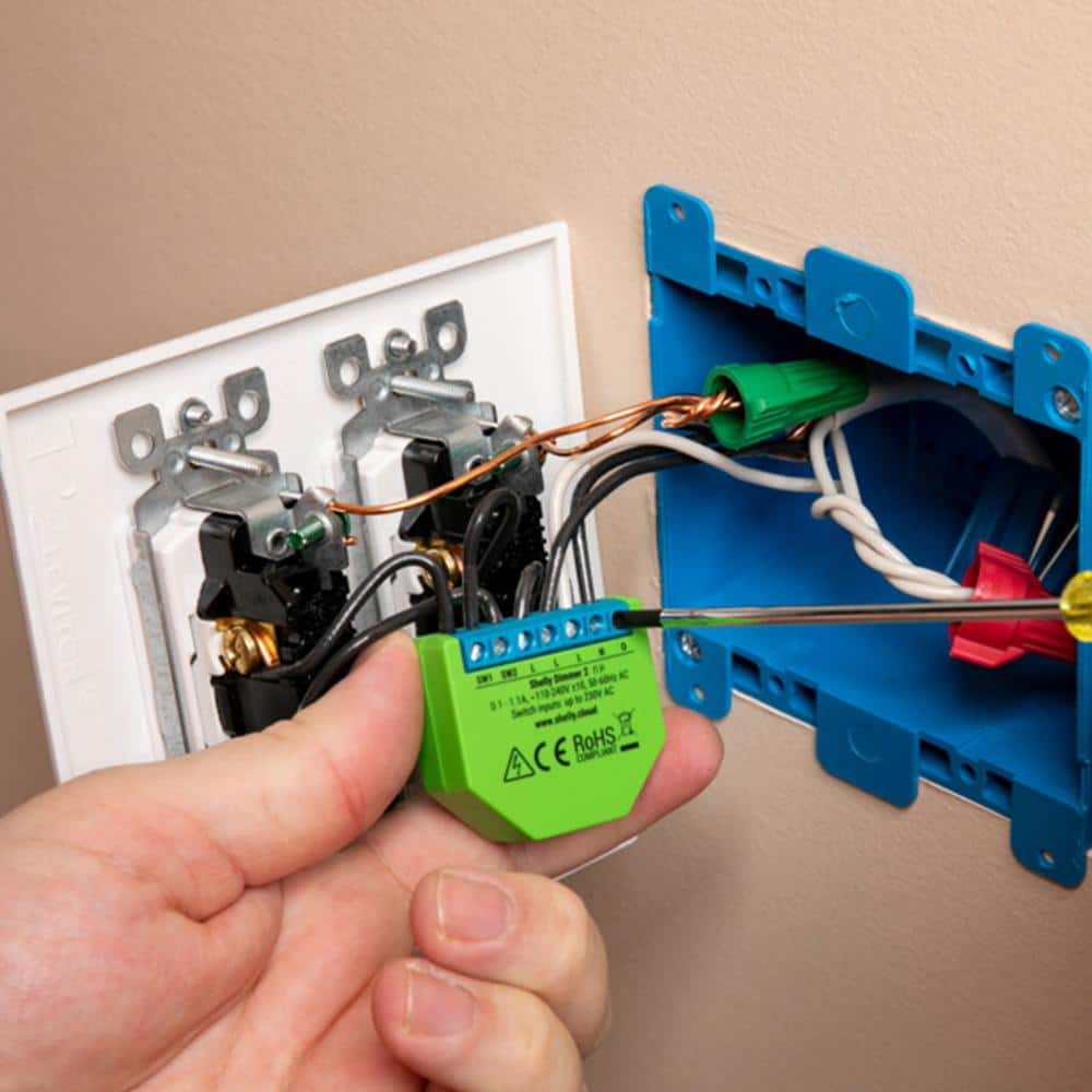 Shelly Dimmer 2, WiFi Smart Dimmer Switch, No Neutral Wire Required, Home Automation, Wireless Switch, Dimmable Lights