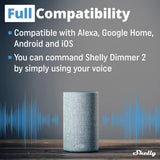 Shelly Dimmer 2, WiFi Smart Dimmer Switch, No Neutral Wire Required, Home Automation, Wireless Switch, Dimmable Lights