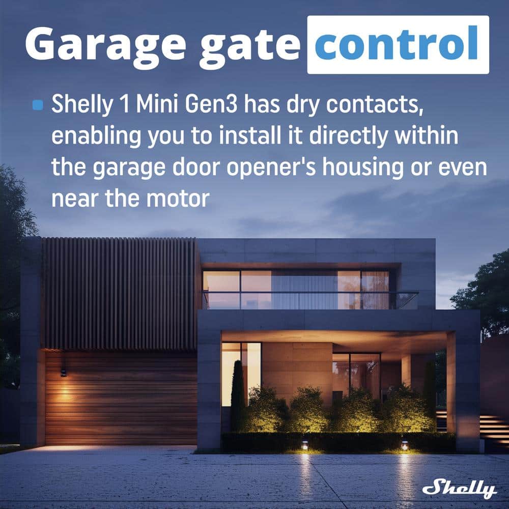 Shelly 1 Mini Gen3, WiFi and Bluetooth Smart Switch Relay, 1 Channel 8A, Home Automation, Dry contacts (2-Pack)