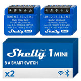 Shelly 1 Mini Gen3, WiFi and Bluetooth Smart Switch Relay, 1 Channel 8A, Home Automation, Dry contacts (2-Pack)