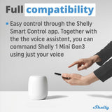Shelly 1 Mini Gen3, WiFi and Bluetooth Smart Switch Relay, 1 Channel 8A, Home Automation, Dry contacts (2-Pack)