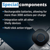 Shelly Button 1 Black, Wi-Fi Action and Scenes Activation Button, Home Automation, Remotely Control and ON/OFF Devices