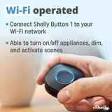 Shelly Button 1 Black, Wi-Fi Action and Scenes Activation Button, Home Automation, Remotely Control and ON/OFF Devices