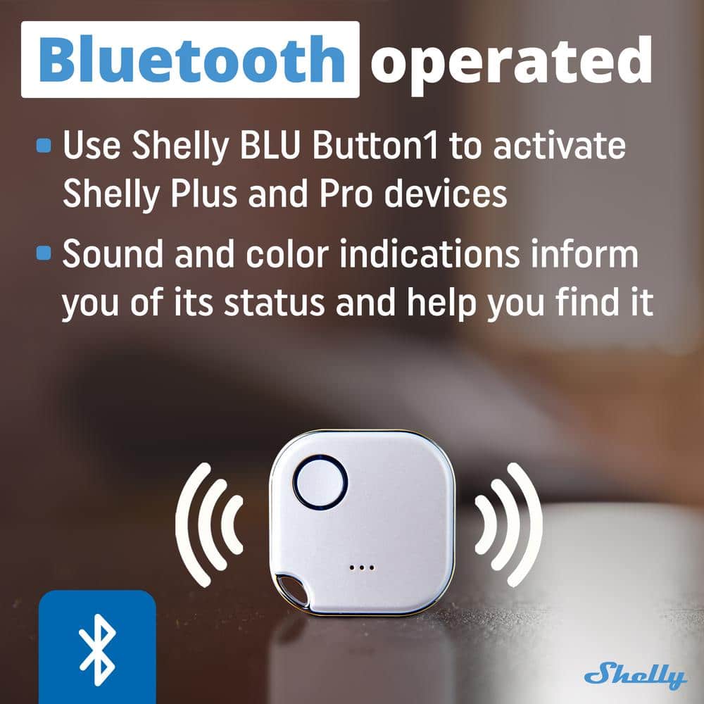 Shelly BLU Button1 White, Bluetooth Controlled Action and Scene Activation Button, Long Range Multi-Click Trigger (Pack of 2)