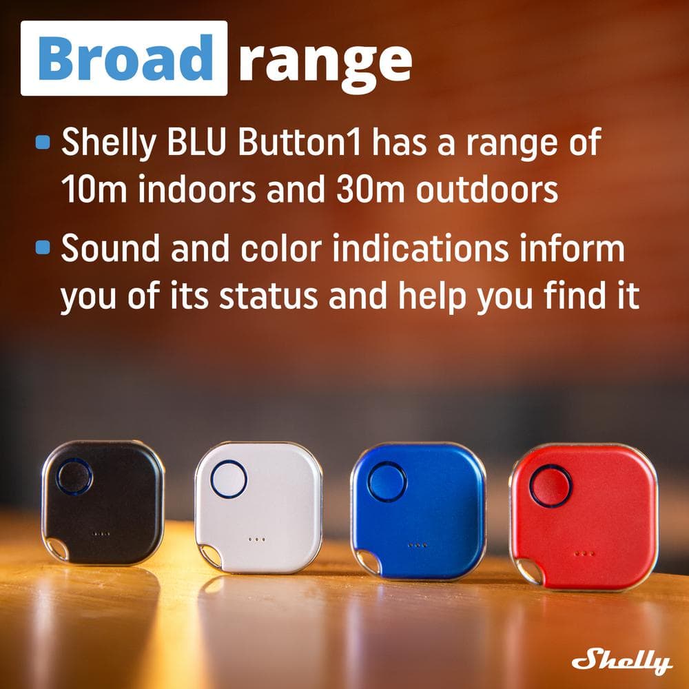 Shelly BLU Button1 White, Bluetooth Controlled Action and Scene Activation Button, Long Range Multi-Click Trigger (Pack of 2)