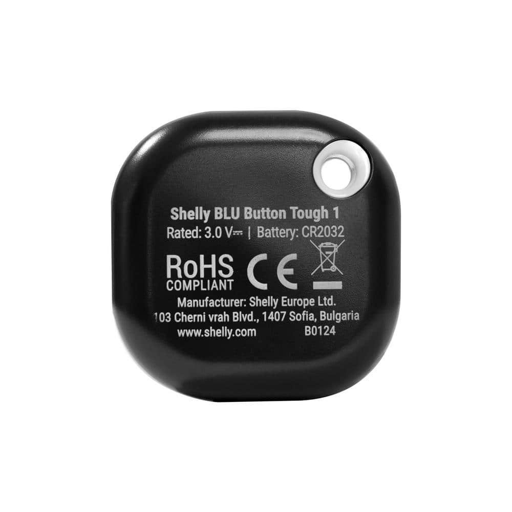 Shelly BLU Button Tough 1 (2 pack) Black, Remote Control Action and Scene Activation Button, Shock, Splash and dust-resilient