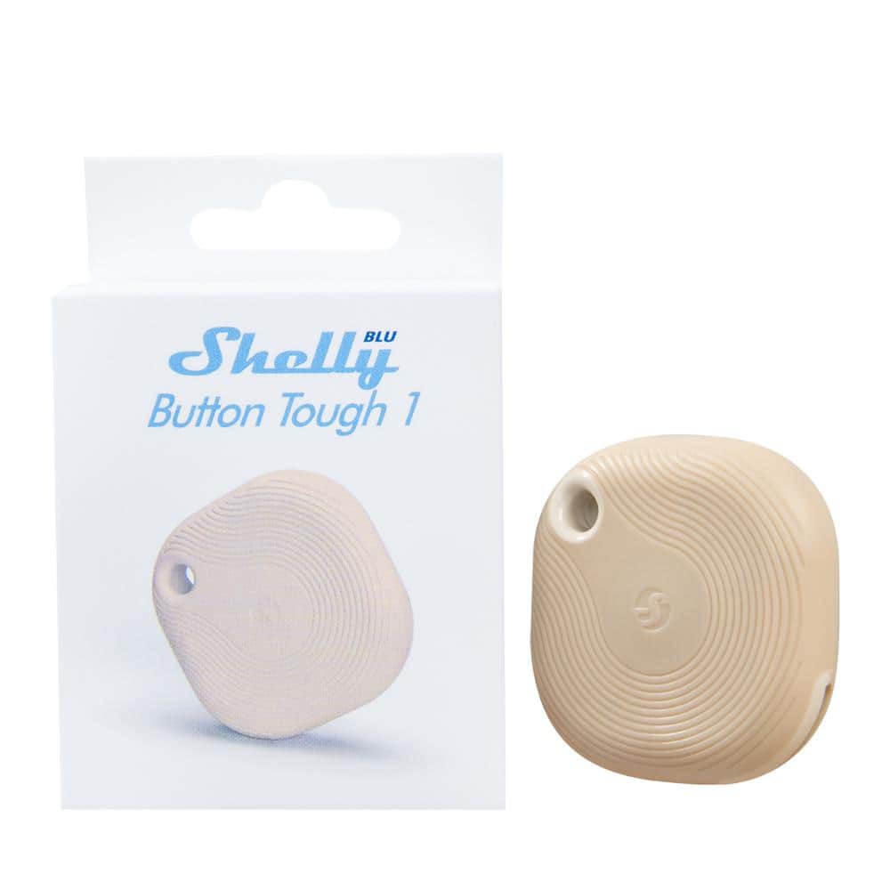 Shelly BLU Button Tough 1 (2 pack) Mocha, Remote Control Action and Scene Activation Button, Shock, Splash and Dust-Resilient