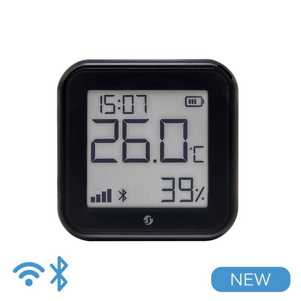 Shelly H and T Gen3 Black, Wi-Fi and Bluetooth Smart Temperature and Humidity Sensor with Remote App Control and Monitoring