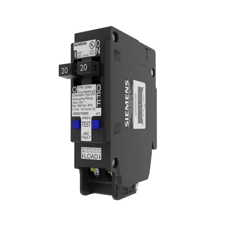 Siemens 20 Amp 120-Volt 1-Pole Tandem CAFCI Type QTAN Circuit Breaker