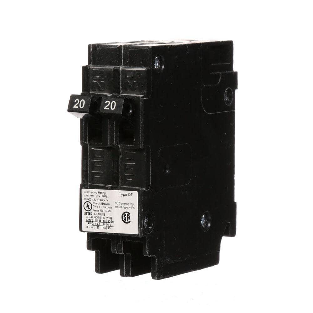 Siemens (2) 20 Amp Tandem Single Pole Type QT NCL-Circuit Breaker