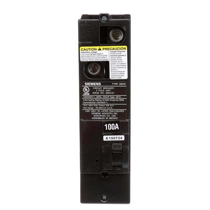 Siemens 100 Amp Double-Pole 42kA Type QS Multi-Family Main Breaker