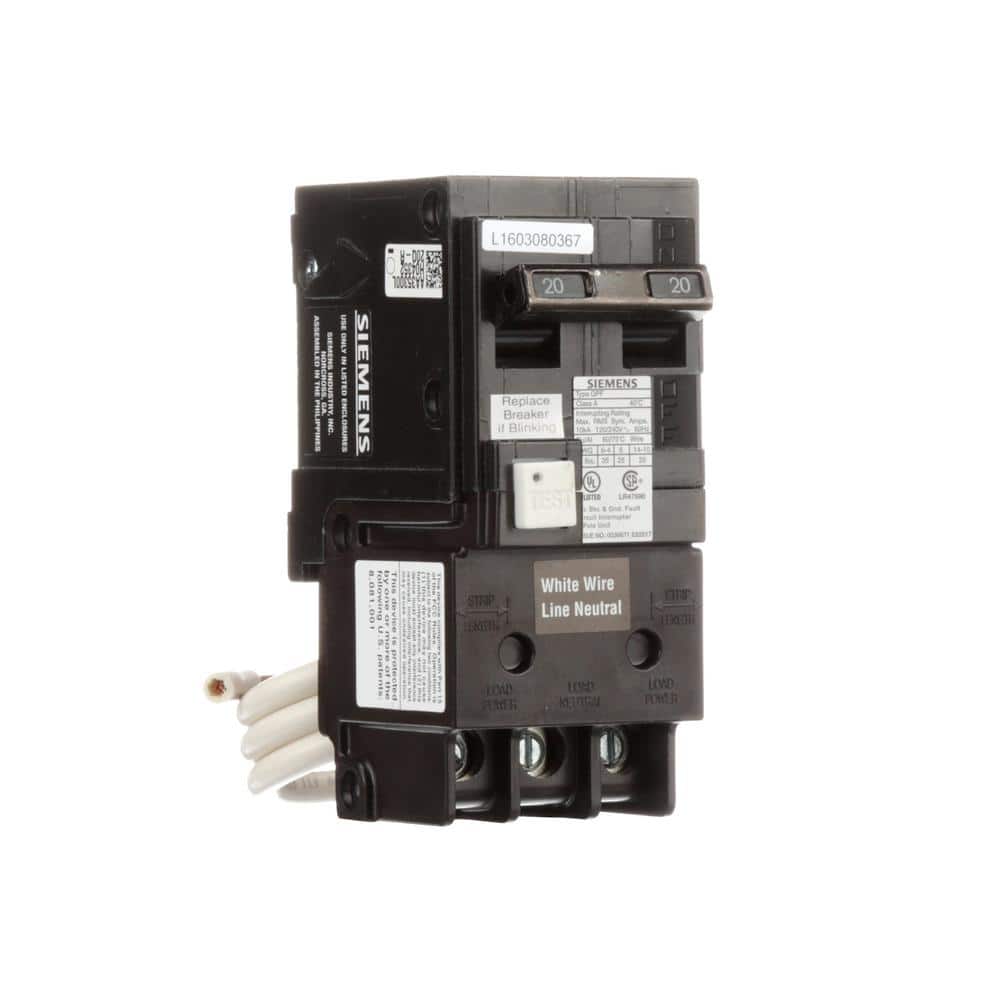 Siemens 20 Amp Double Pole Type QPF2 GFCI Circuit Breaker
