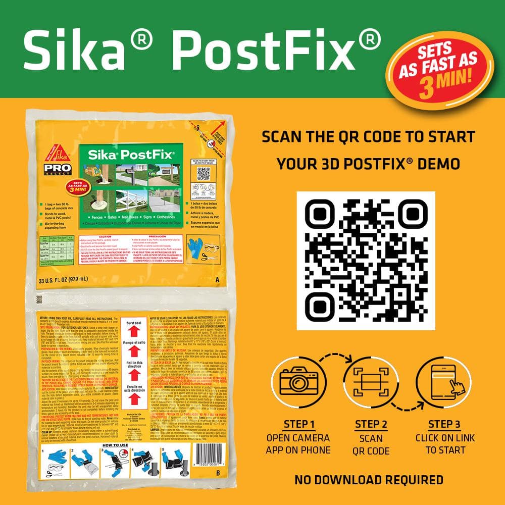 Sika 2 lb. PostFix Fence Post Mix, Mix-In-The-Bag Expanding Foam for Supporting Non-Structural Posts, Mailbox, Sign