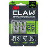 3M CLAW 25 lb. Drywall Picture Hanger with Temporary Spot Marker (4 Hangers + 4 Markers)