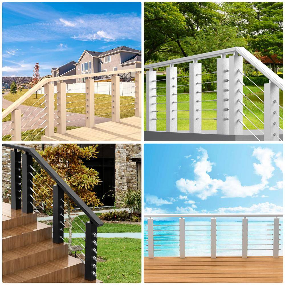 Angel Sar Stainless Steel Protector Sleeves for 1/8 in. 5/32 in. or 3/16 in. Deck Cable Railing (120-Pack)