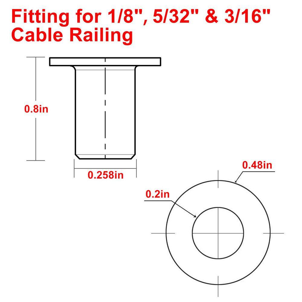 Angel Sar Stainless Steel Protector Sleeves for 1/8 in. 5/32 in. or 3/16 in. Deck Cable Railing (120-Pack)