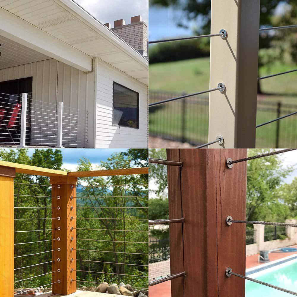 Angel Sar Stainless Steel Protector Sleeves for 1/8 in. 5/32 in. or 3/16 in. Deck Cable Railing (120-Pack)