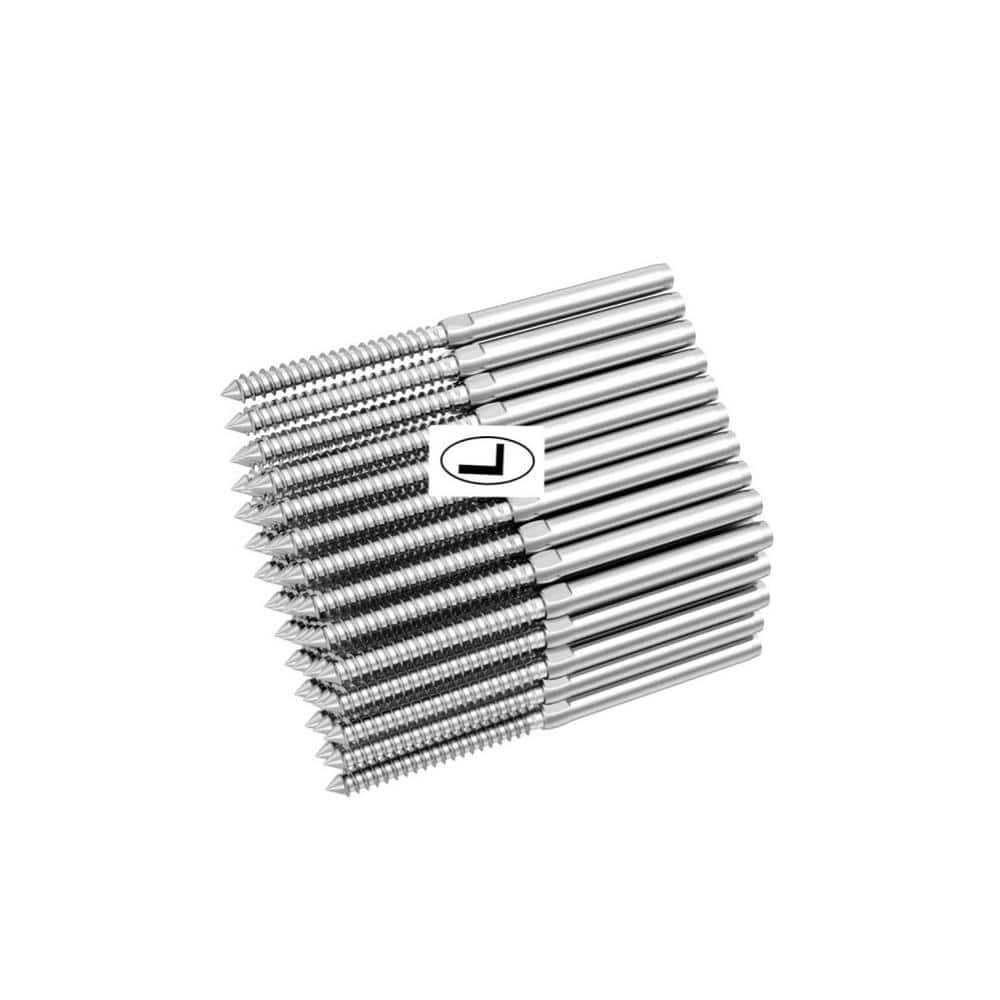 Angel Sar T316 Stainless Steel Right and Left Handed Thread Swage Lag Screws for Wood Posts of 1/8 in Cable Railing Kit (100-Pack)