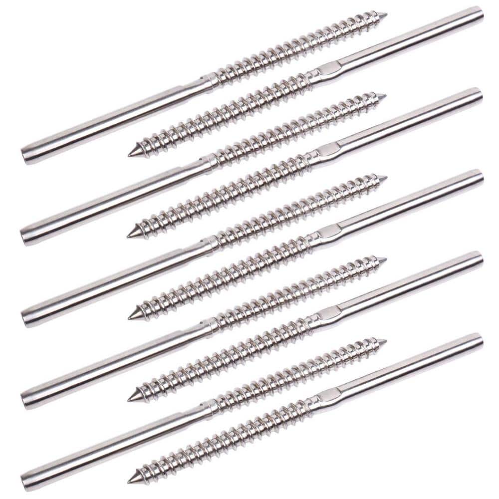 Angel Sar T316 Stainless Steel Right and Left Handed Thread Swage Lag Screws for Wood Posts of 1/8 in Cable Railing Kit (100-Pack)