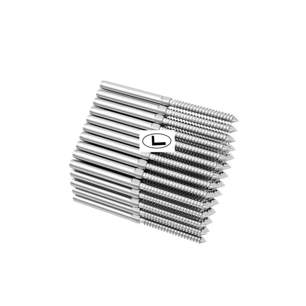 Angel Sar T316 Stainless Steel Right and Left Handed Thread Swage Lag Screws for Wood Posts of 1/8 in Cable Railing Kit (100-Pack)