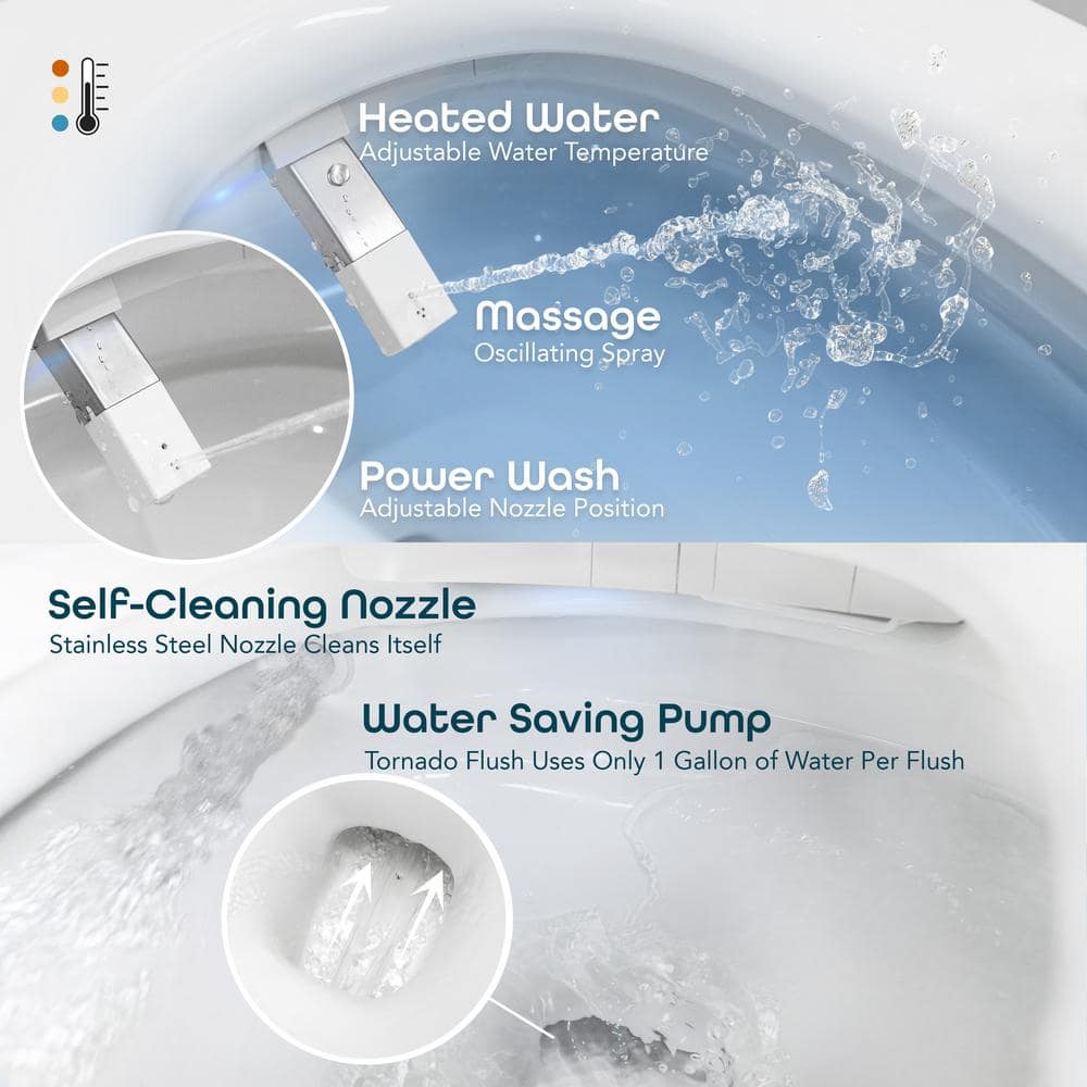 BIDETMATE 5000 Series Intelligent Elongated Bidet Toilet with Heated Water and Remote Control