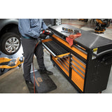 GEARWRENCH GSX 52 in. x 18 in. 11-Drawer Orange and Black Powder Coated Steel Rolling Tool Cabinet with Stainless Steel Worktop