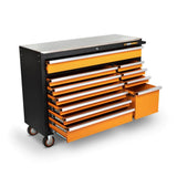GEARWRENCH GSX 52 in. x 18 in. 11-Drawer Orange and Black Powder Coated Steel Rolling Tool Cabinet with Stainless Steel Worktop