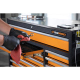 GEARWRENCH GSX 52 in. x 18 in. 11-Drawer Orange and Black Powder Coated Steel Rolling Tool Cabinet with Stainless Steel Worktop