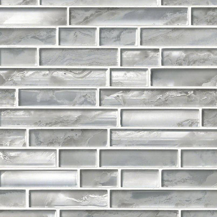 MSI Silver Canvas Interlocking 12 in. x 12 in. x 8 mm Glossy Glass Mesh-Mounted Mosaic Tile (10 sq. ft. / case)