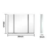 Cesicia 36 in. W x 26 in. H Rectangular Silver Aluminum Surface Mount 3 Doors Bathroom Medicine Cabinet with Mirror