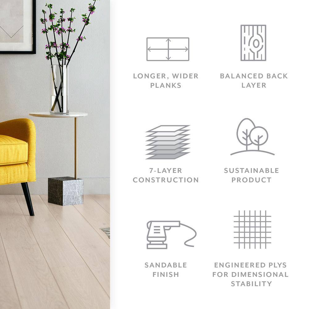 ASPEN FLOORING Silver Cloud Hickory 1/2 in. T x 7.5 in. W Engineered Hardwood Flooring (31.09 sqft/case)