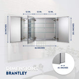 Croydex Brantley 36 in. W x 26 in. H Triple Door Silver Aluminum Recessed/Surface Mount Medicine Cabinet with Mirror