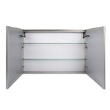 DEERVALLEY 48 in. W x 32 in. H Rectangular Silver Aluminum Surface LED Light Medicine Cabinet with Mirror, Anti-Fog, Double Doors
