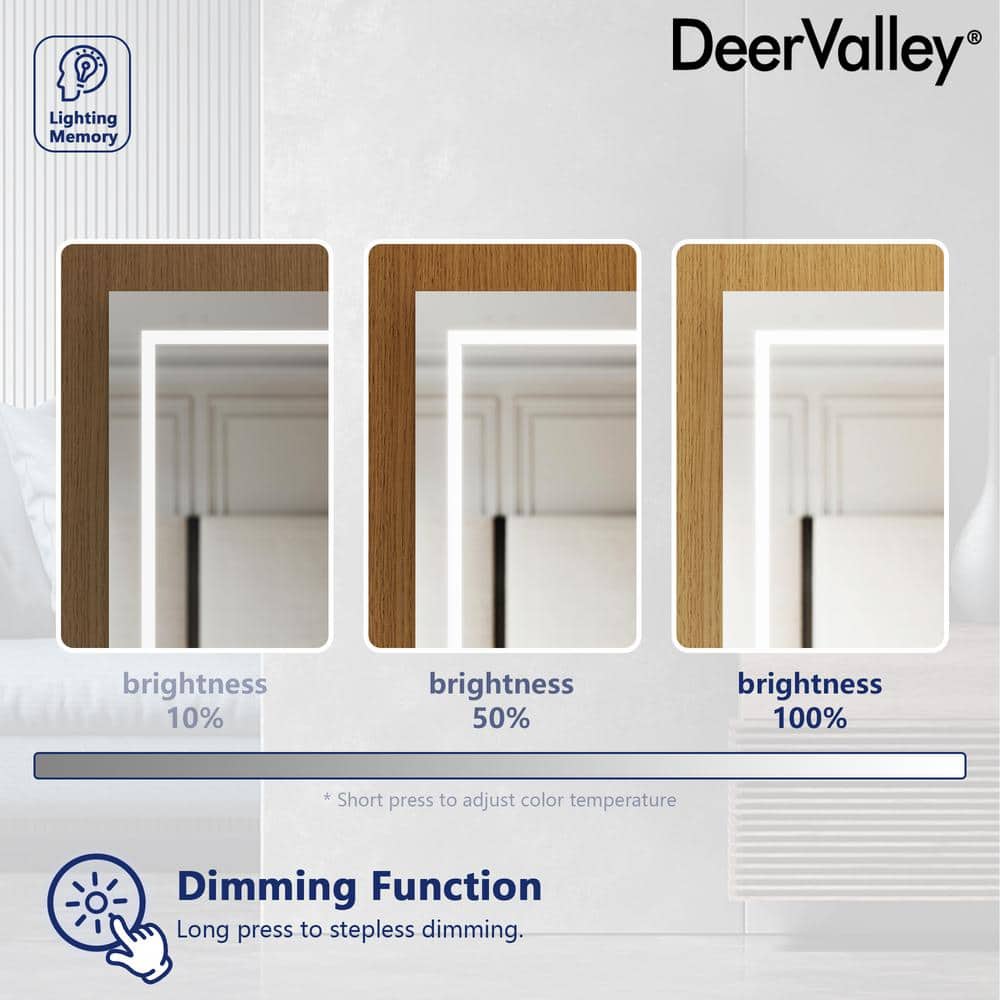 DEERVALLEY 48 in. W x 32 in. H Rectangular Silver Aluminum Surface LED Light Medicine Cabinet with Mirror, Anti-Fog, Double Doors
